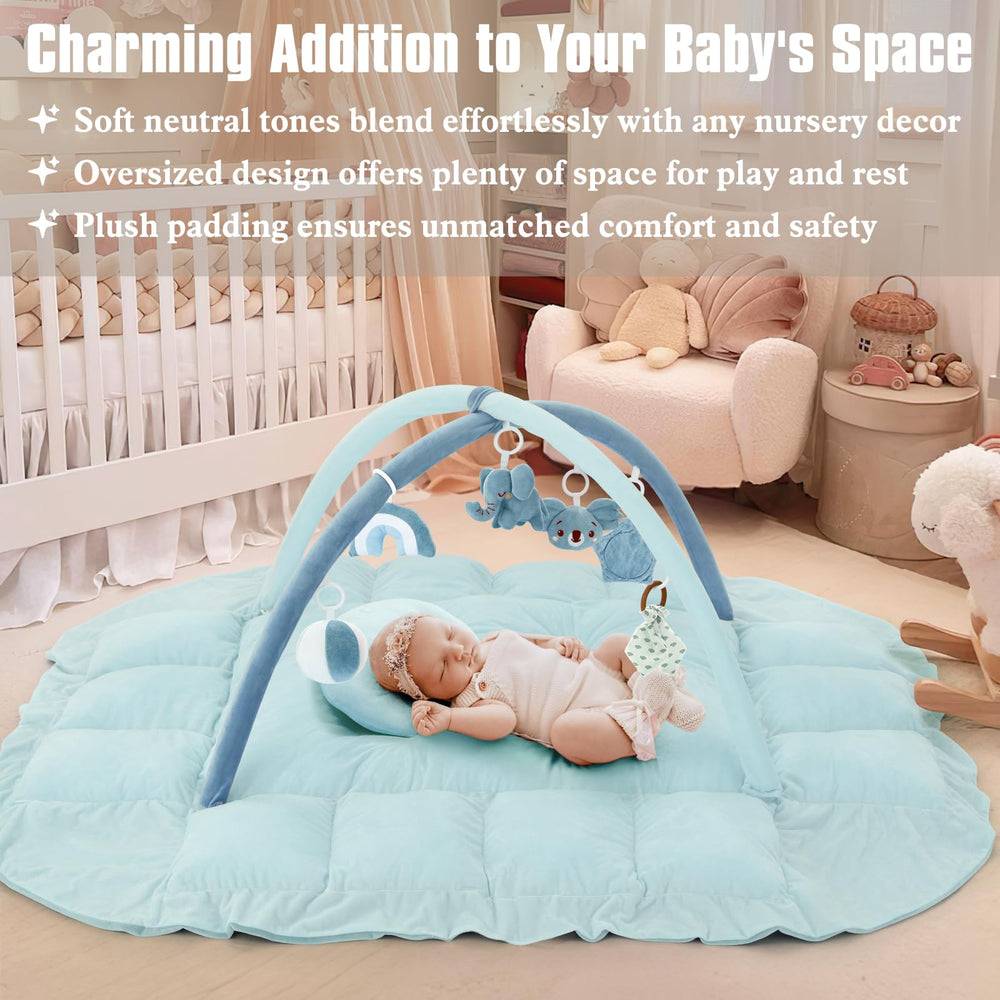 Foryoomi tummy time pillow blue aids comfortable early stretches.