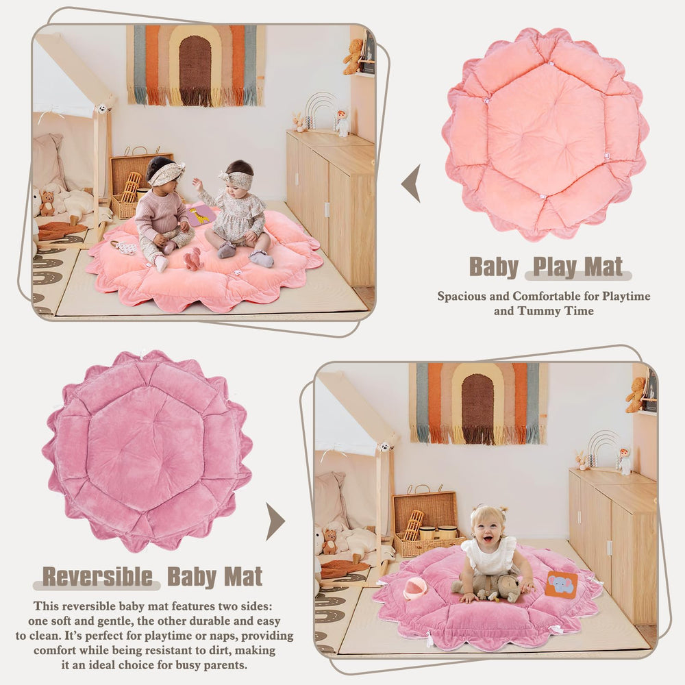 Foryoomi tummy time pillow provides gentle support on plush cotton