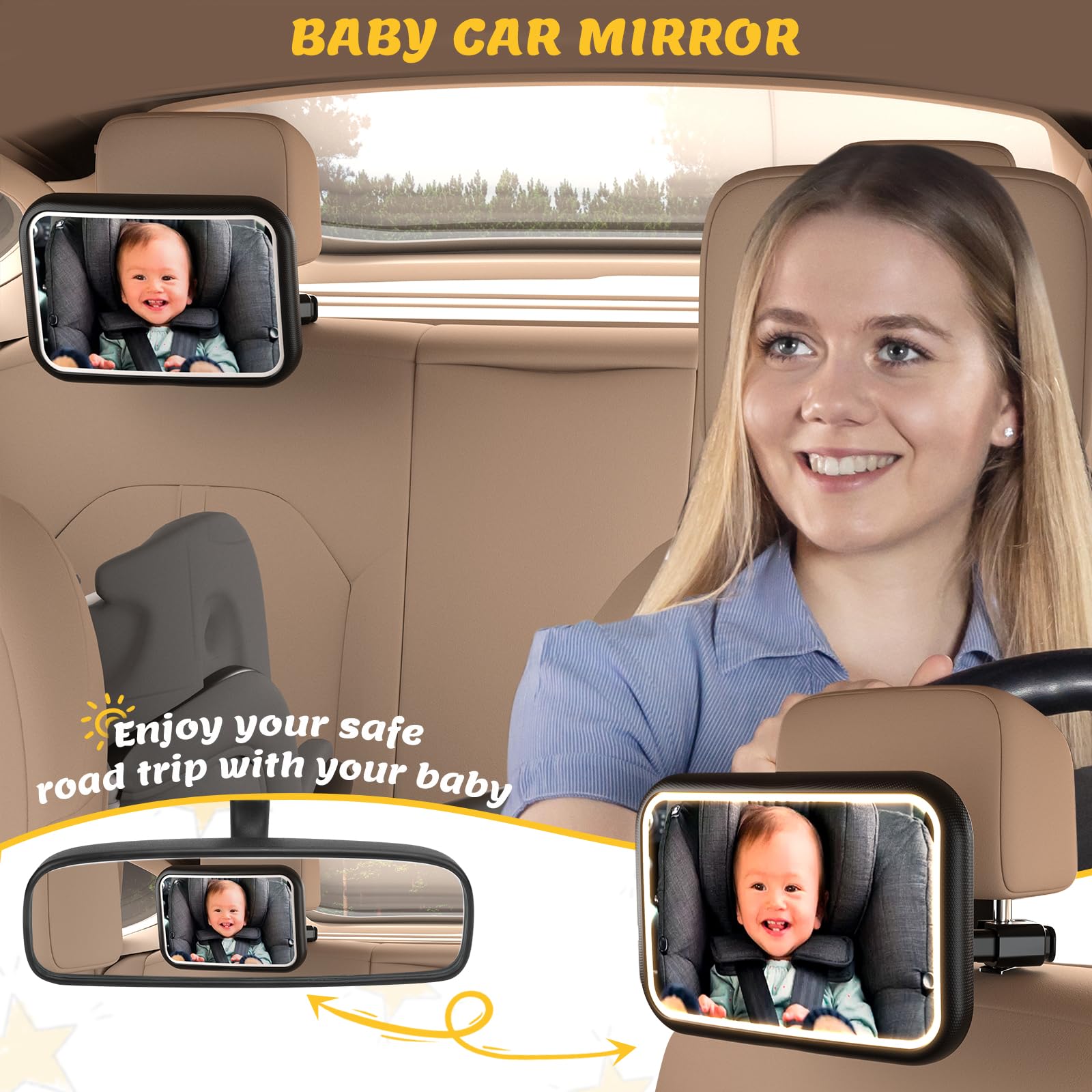 Fosucwin 360-degree rotation allows quick angle changes for full baby visibility.