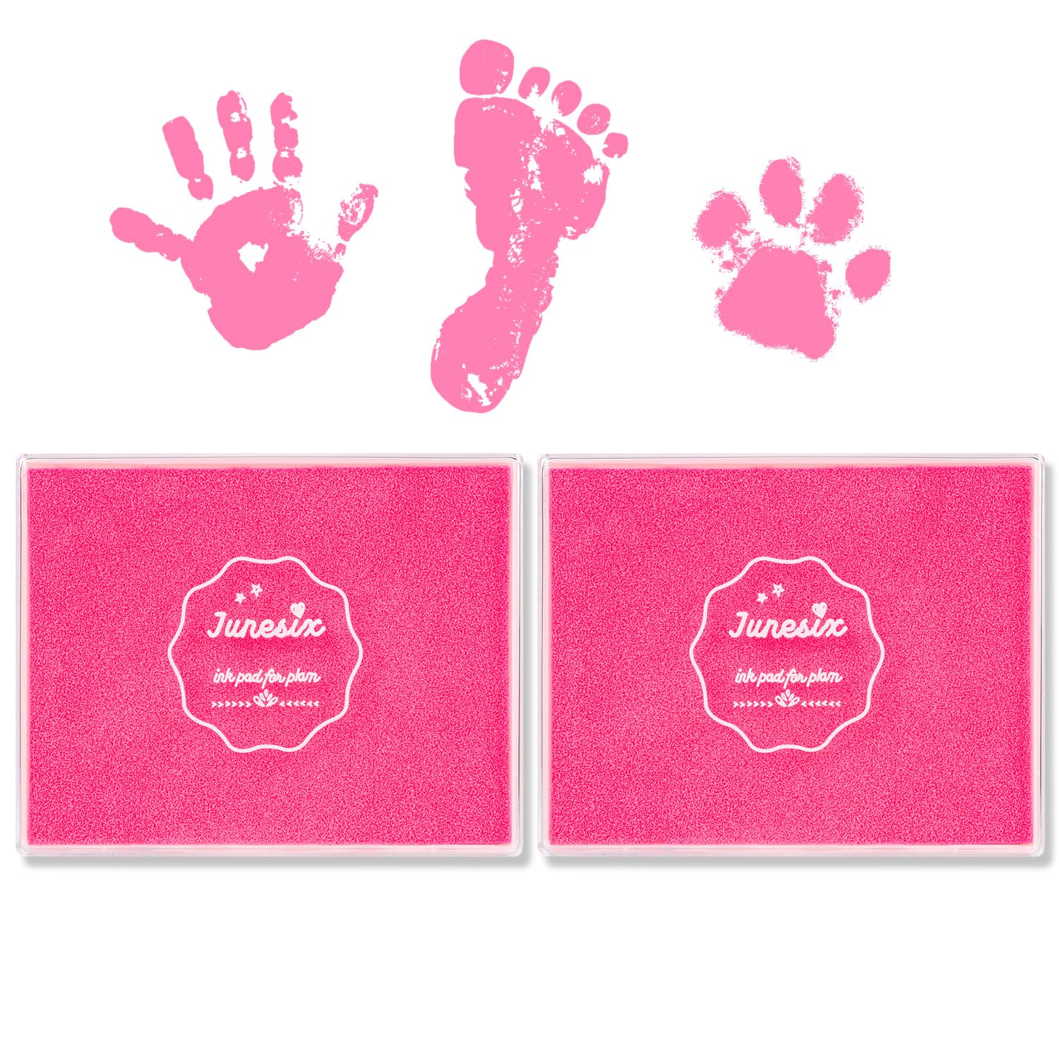 Founabob pink ink pad for detailed baby handprints