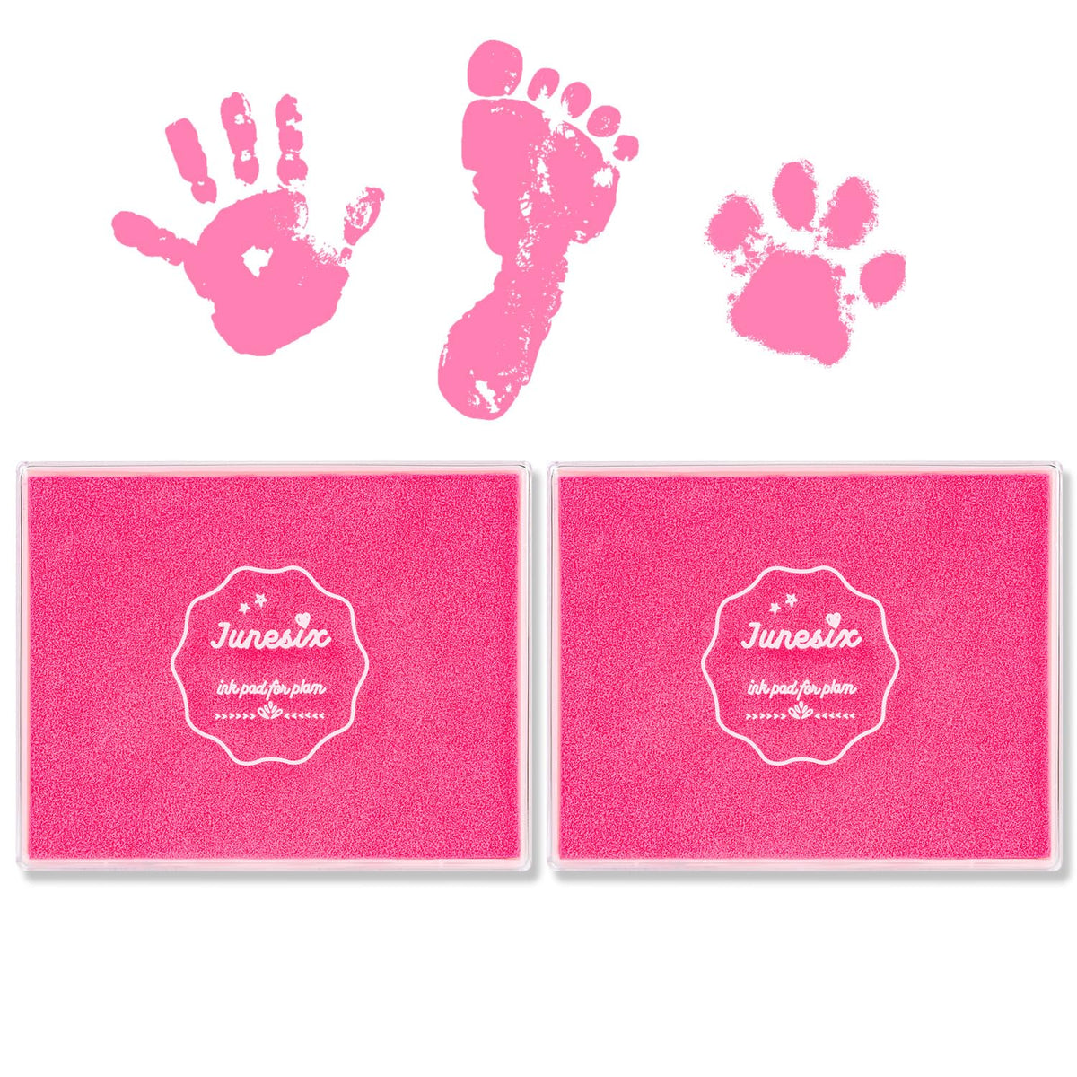 Founabob pink ink pad for detailed baby handprints