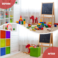4E's Novelty rainbow storage cube green side view ideal for closet organization