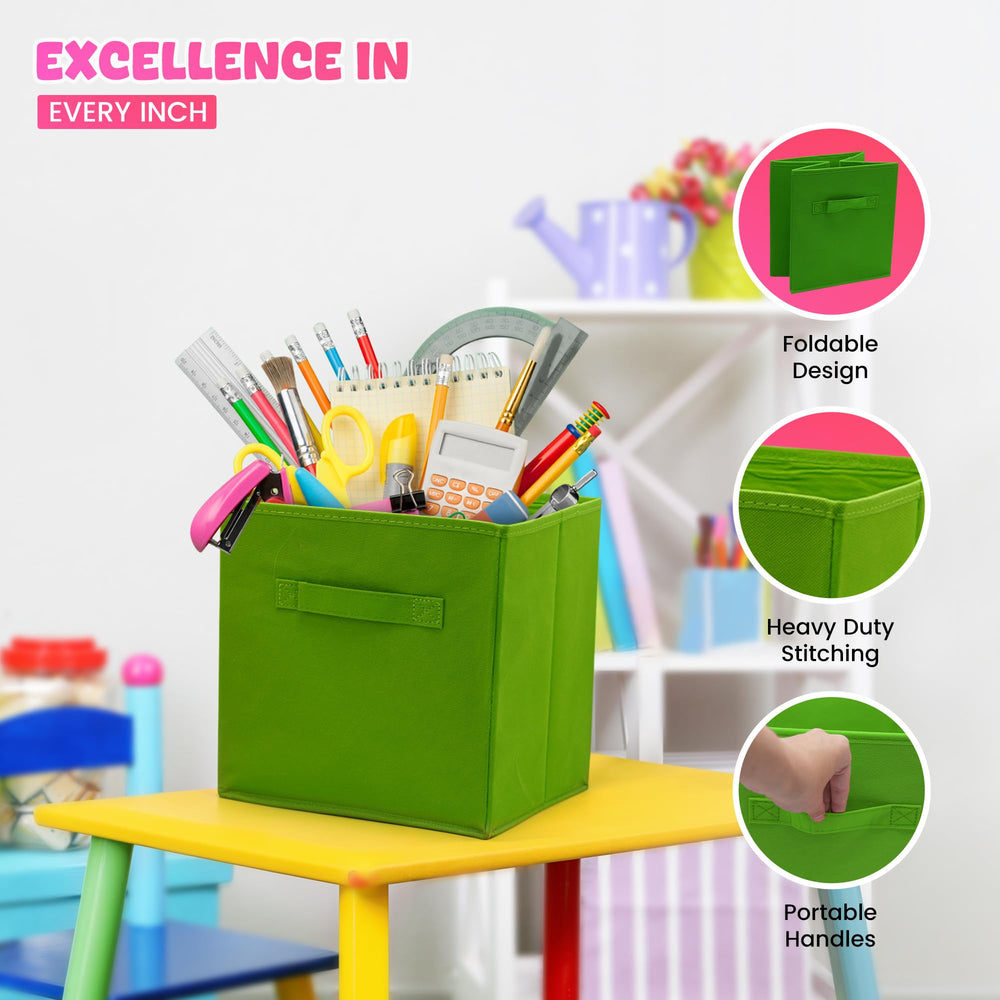 4E's Novelty rainbow storage cube multi-color stack promotes easy classroom sorting