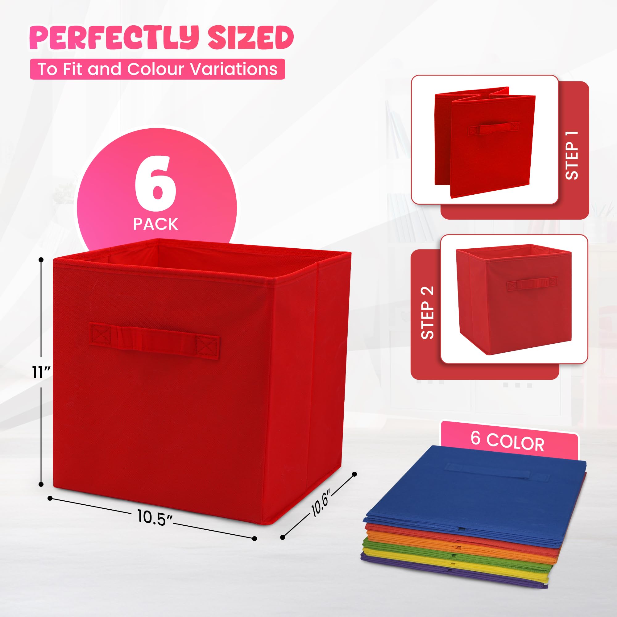 4E's Novelty rainbow storage cube orange bin for craft supplies and baskets
