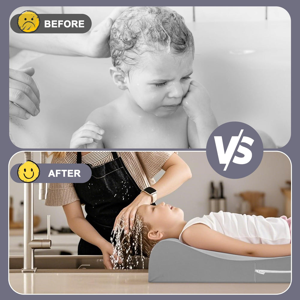 FOUXTEL soft high-density foam padding comforts kids during hair washing sessions.