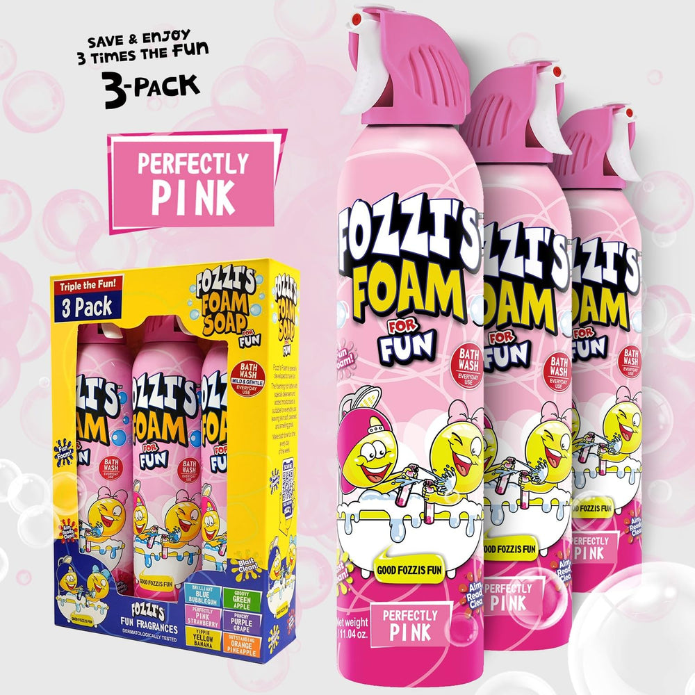 FOZZI'S Perfectly Pink spray-action bottle demonstrates reach for playful bath time.