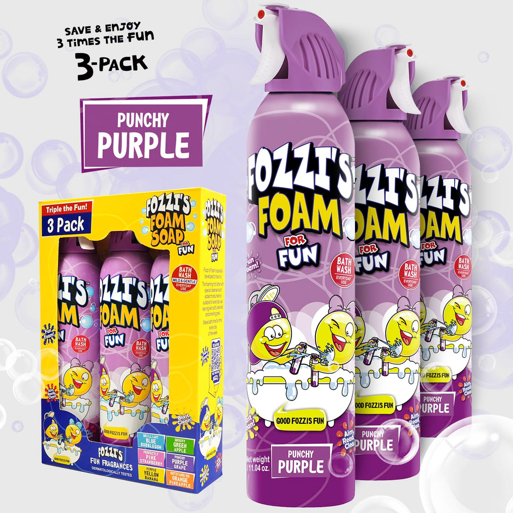 FOZZI'S Punchy Purple bubble castle foam invites kids to build in the tub.