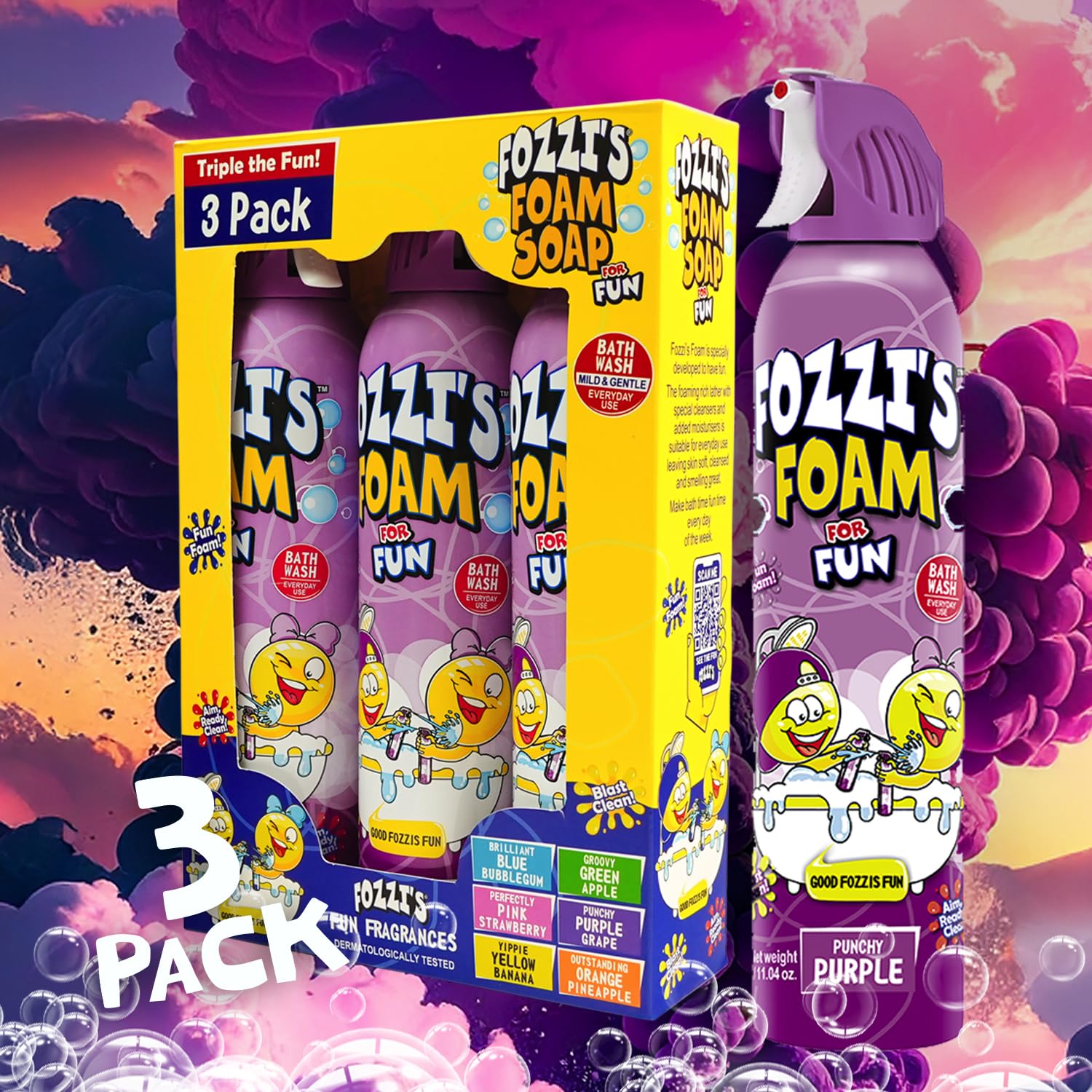 FOZZI'S Punchy Purple easy spray trigger supports simple, mess-free foam games.