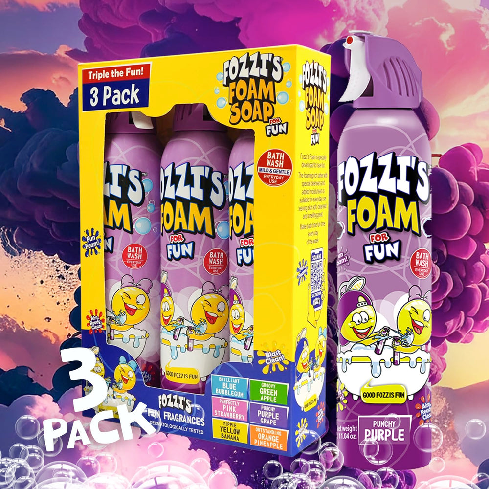 FOZZI'S Punchy Purple easy spray trigger supports simple, mess-free foam games.