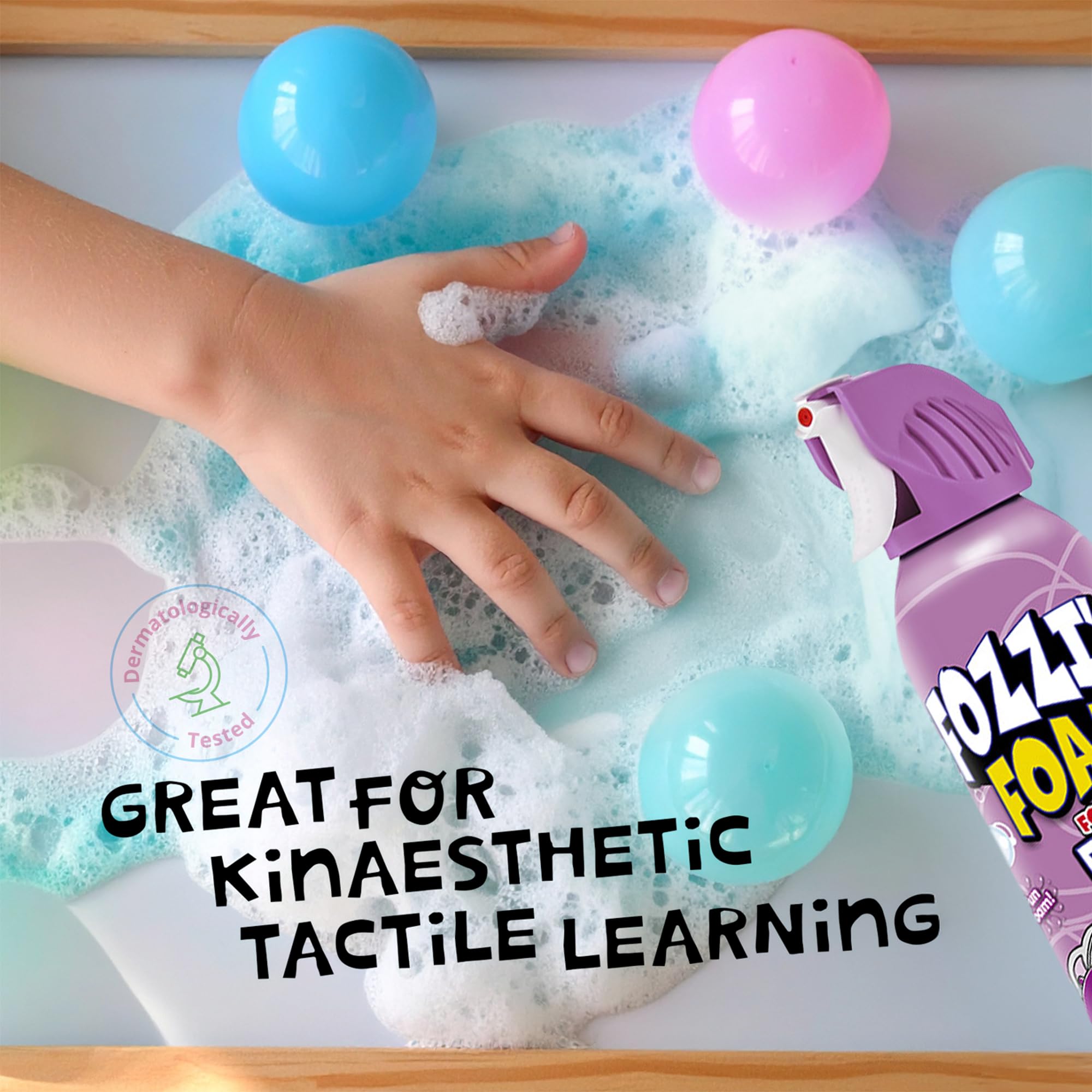FOZZI'S Punchy Purple kids playing foam adds squishy, mess-free fun to bath time.