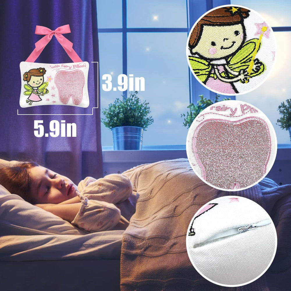 free-space Tooth Fairy Pillow in pink color to brighten kids rooms.
