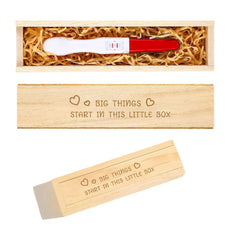 Freebloss pregnancy test keepsake box with pull-out design for dramatic baby reveal.