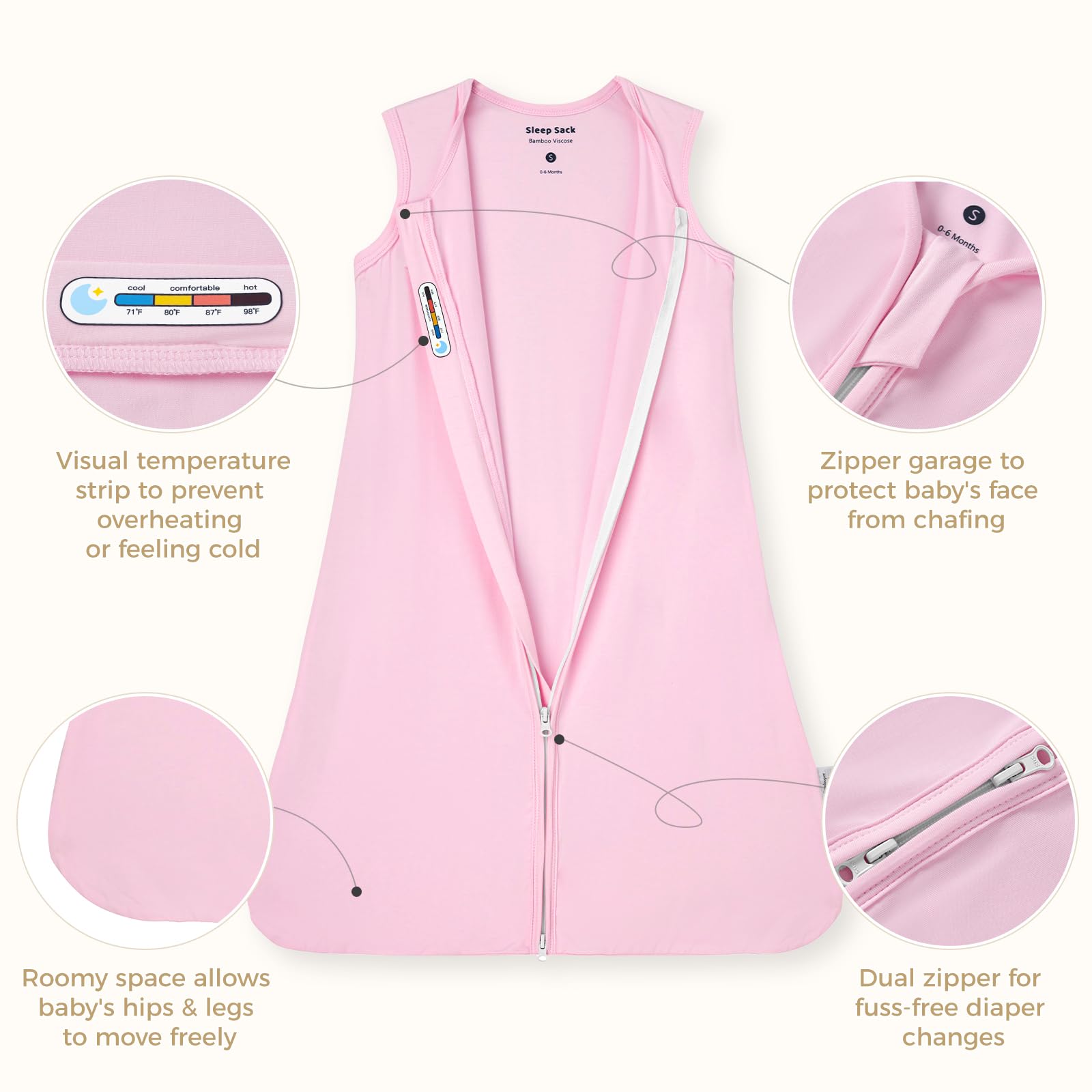 Freelooper sleep sack arm and neck openings provide secure fit