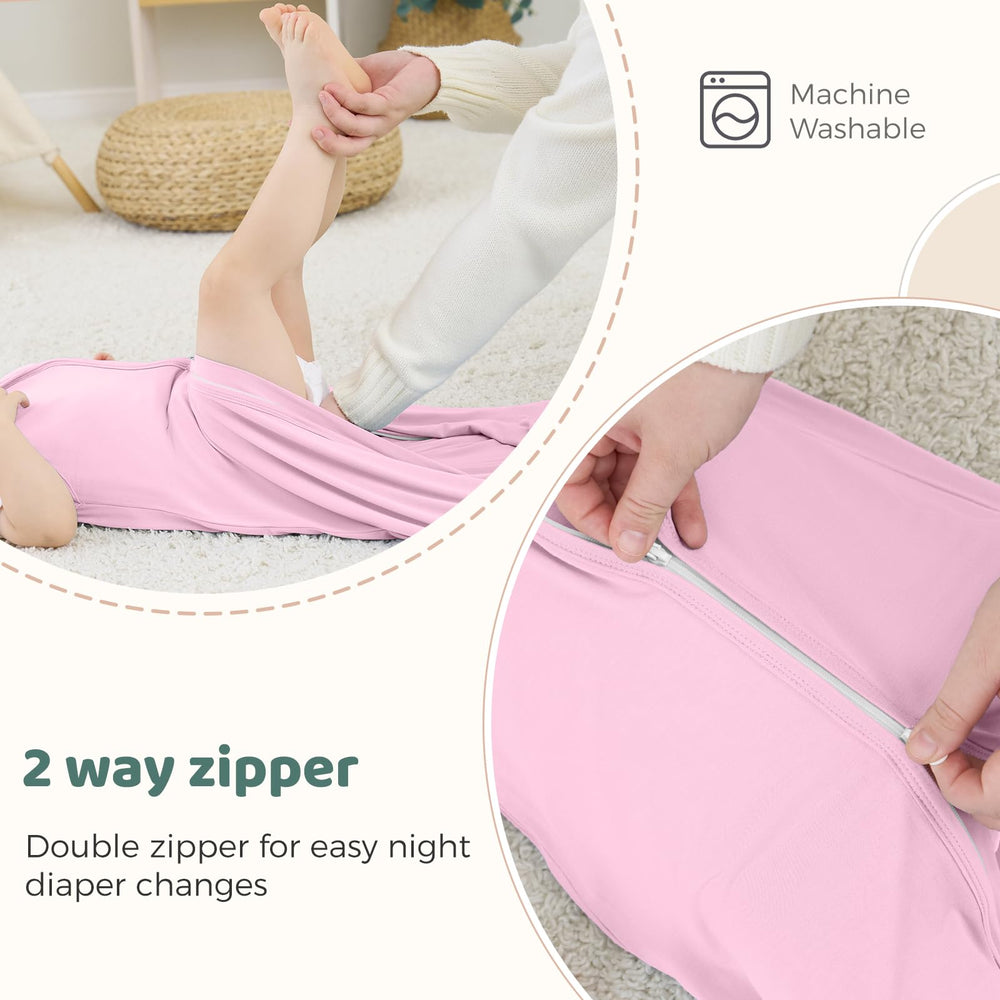 Freelooper sleep sack has wide hip room for natural movement