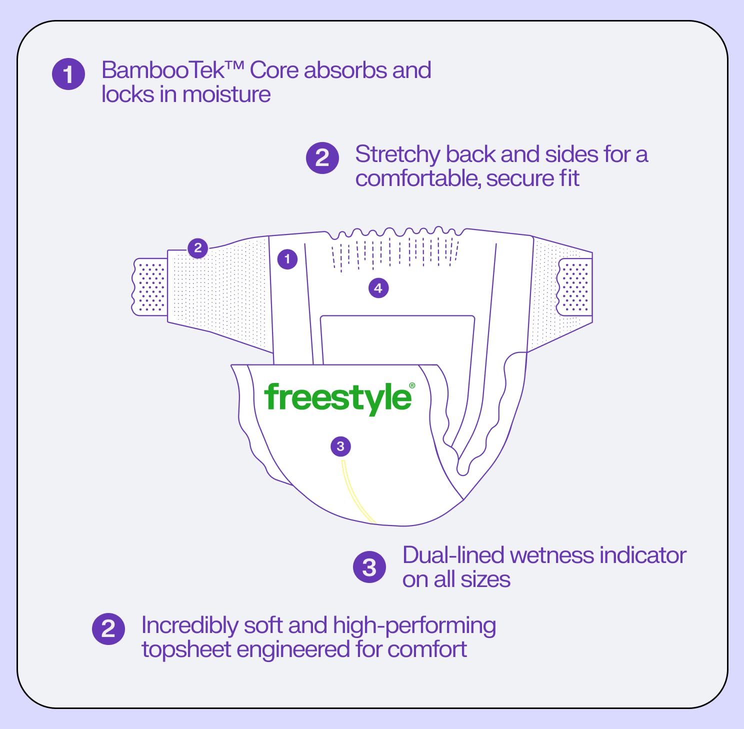 Freestyle BambooTek skin-safe diaper free from toxins.