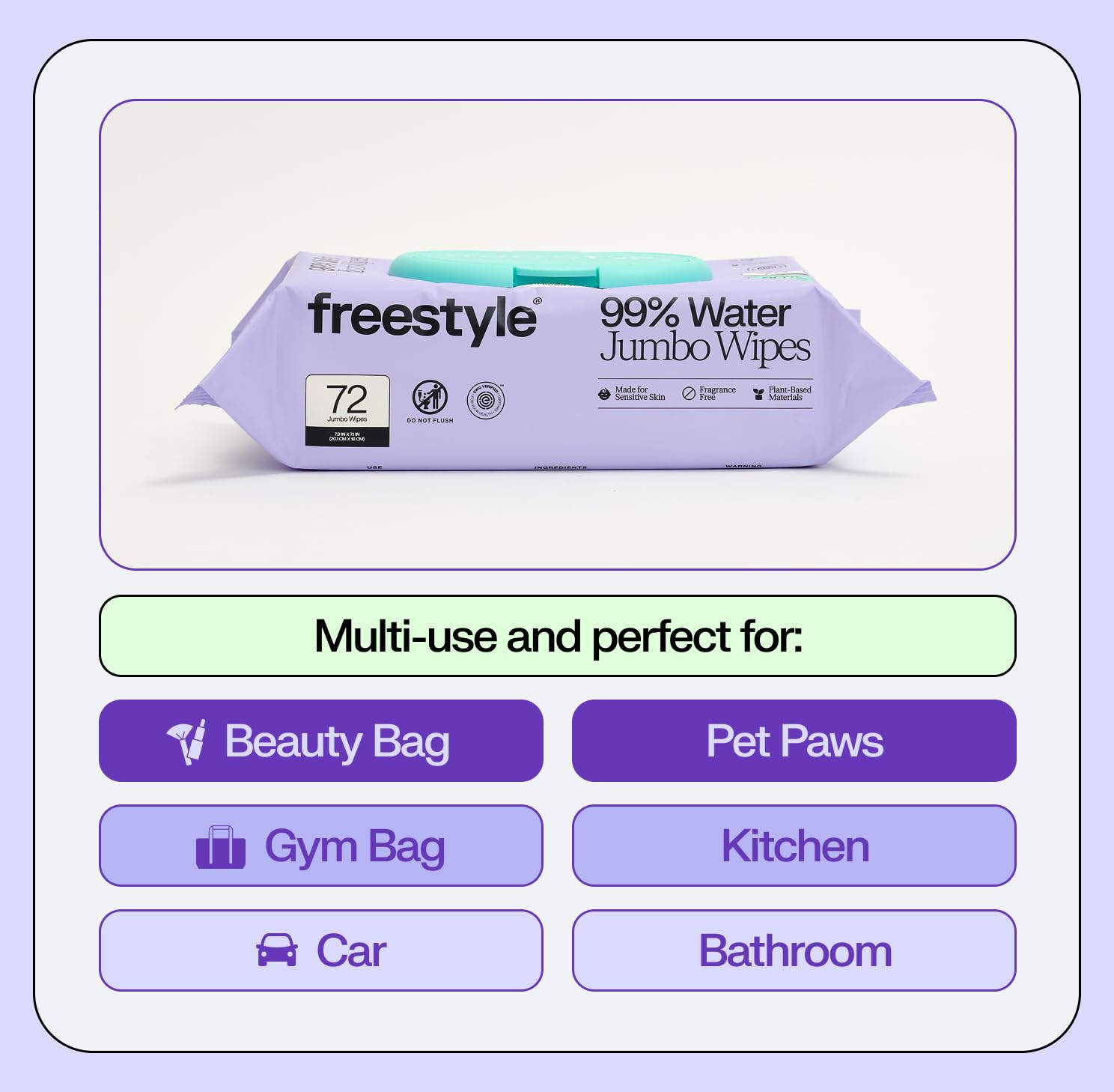Freestyle Soft Jumbo Baby Wipes packaging and branding display