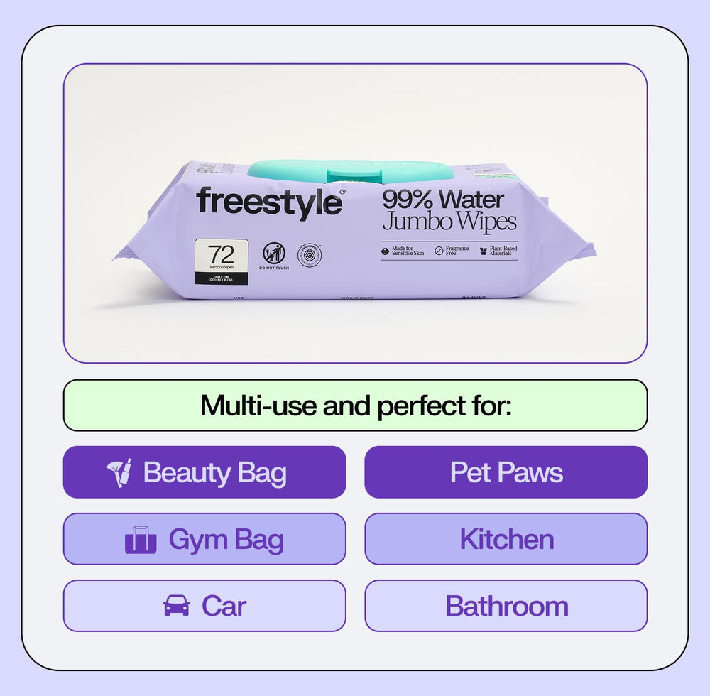 Freestyle Soft Jumbo Baby Wipes packaging and branding display