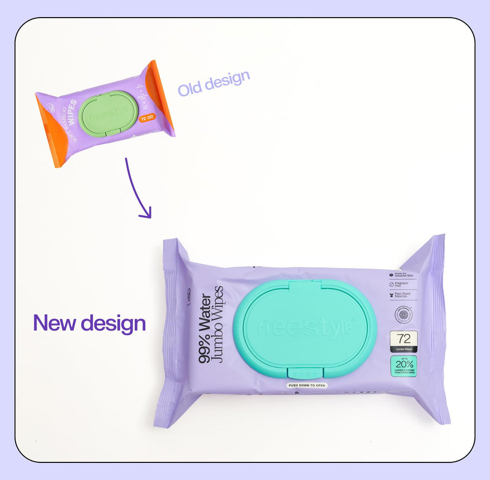 Freestyle Soft Jumbo Baby Wipes unscented close-up for sensitive skin care