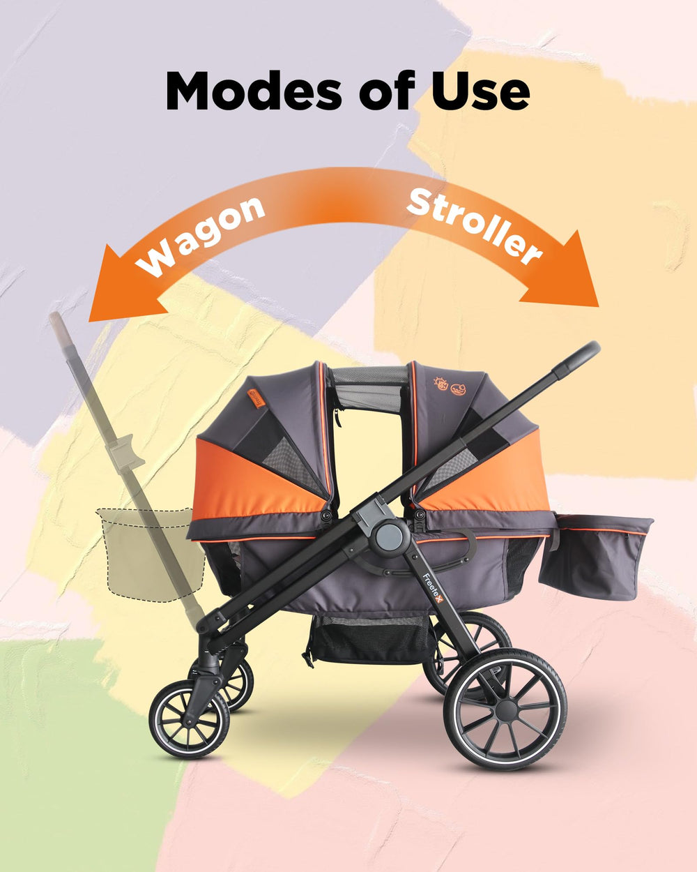 Freetex Tandem Wagon double-seat setup for two kids on the go.