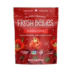 Fresh Bellies Pepperlicious freeze-dried peppers snack for kids—crunchy and all-natural.