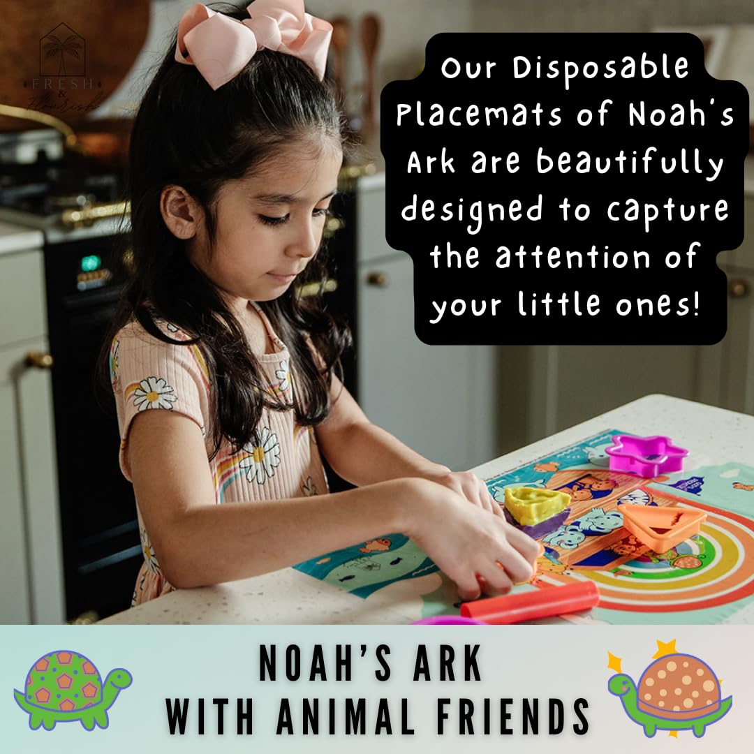 Fresh & Flourish adhesive-back placemat provides secure dining surface for toddlers.