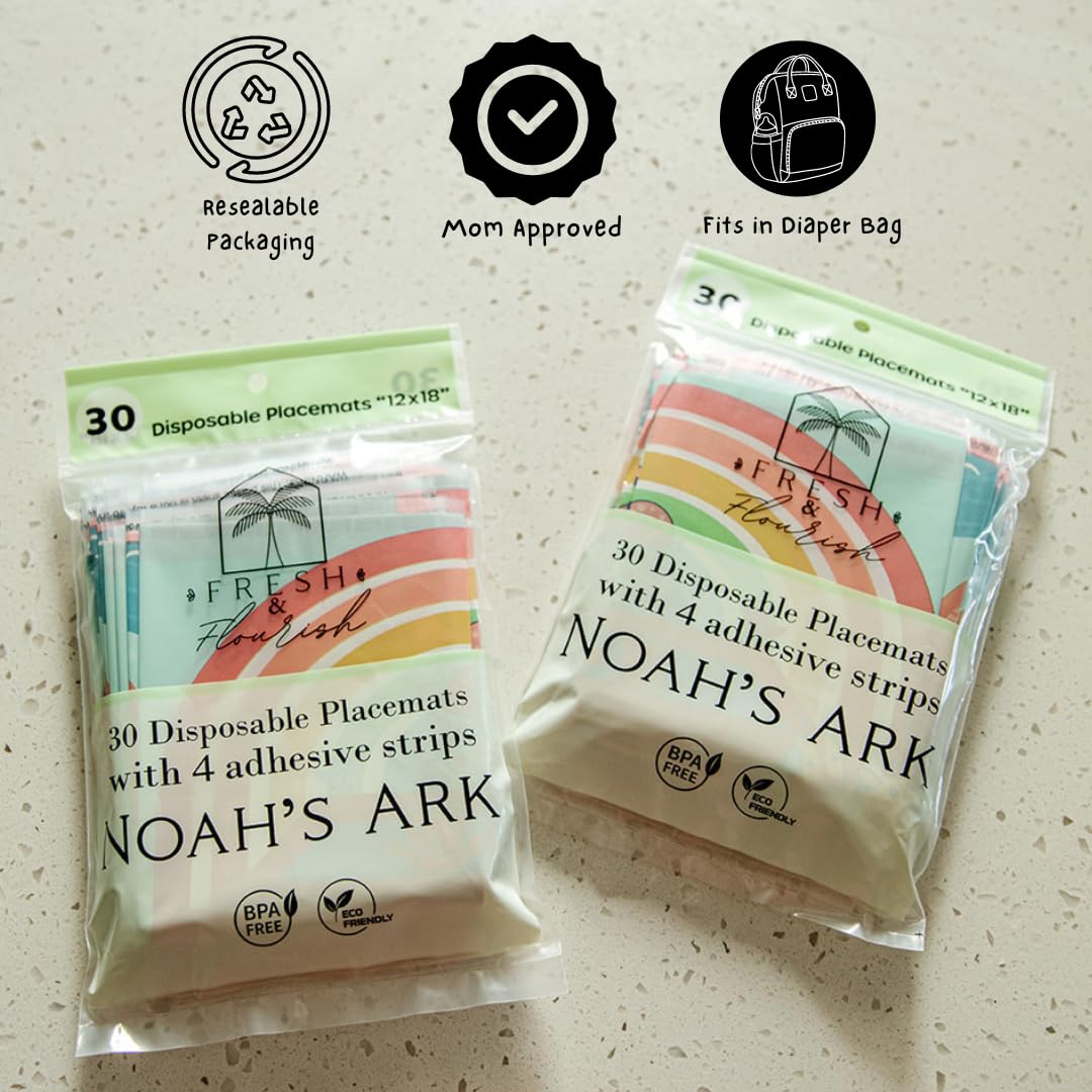 Fresh & Flourish Noah’s Ark animals illustration captivates children at mealtime.