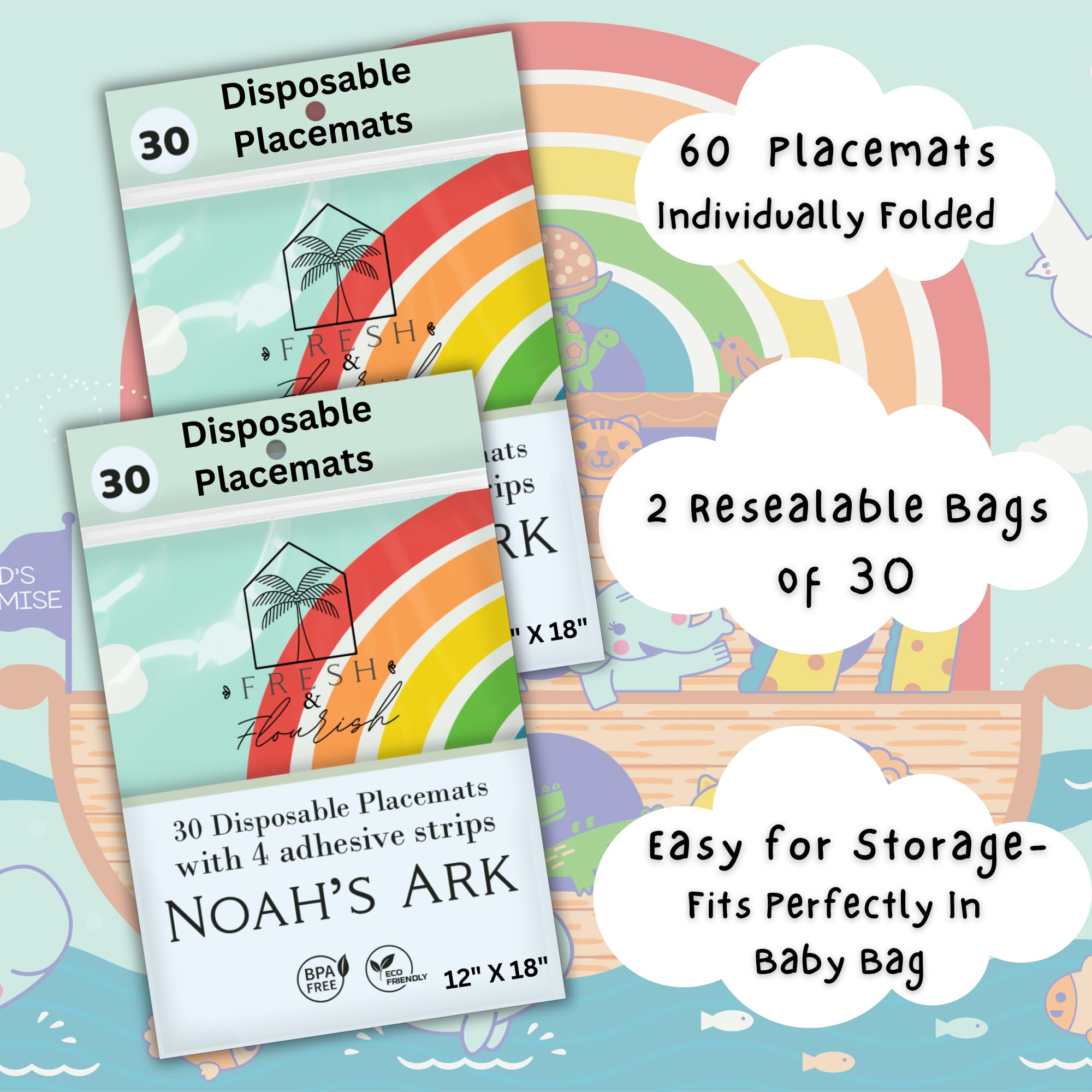 Fresh & Flourish two-pack packaging keeps mats ready for quick outings.
