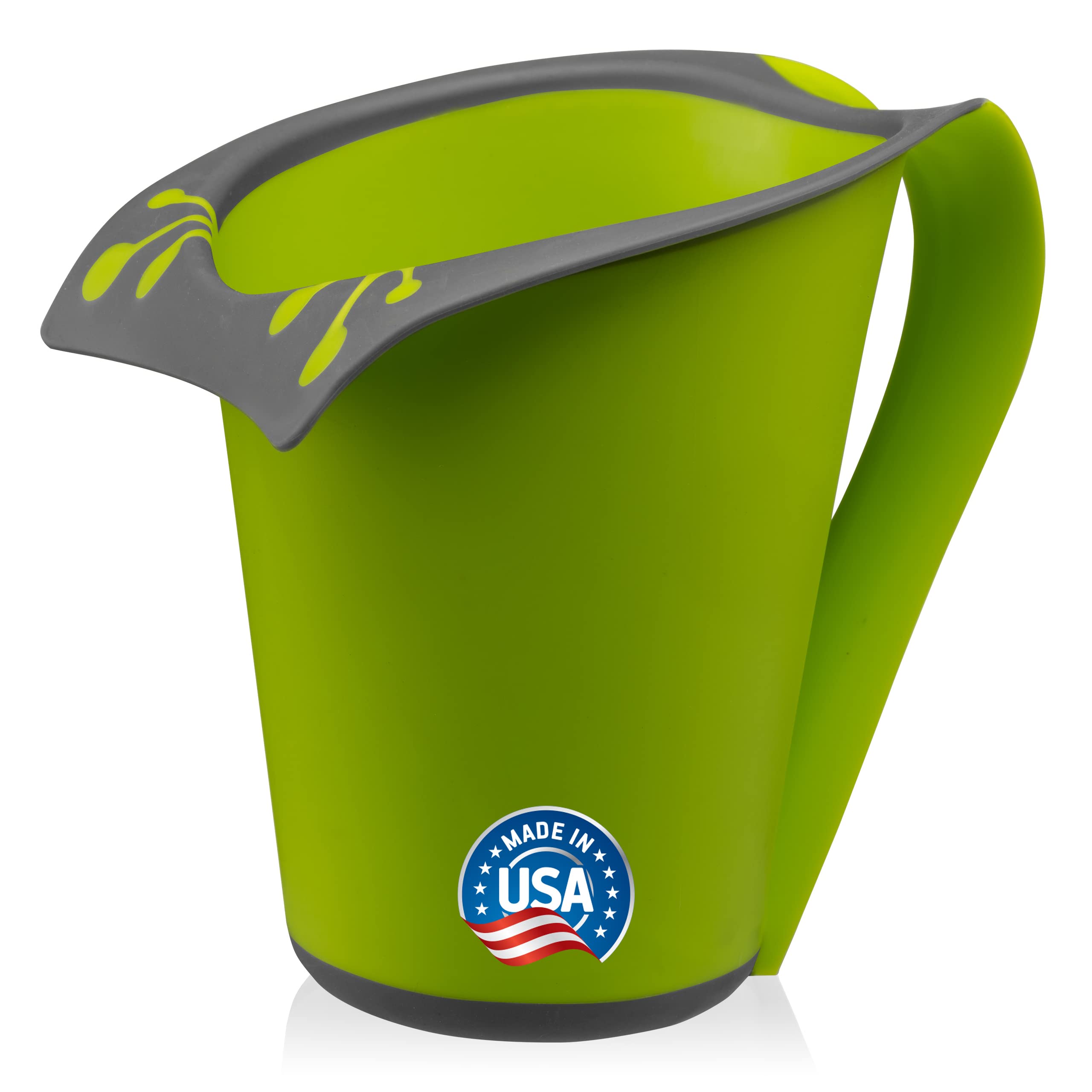 FRESH FROG Cascada rinse cup front view in green for bath-time ease.