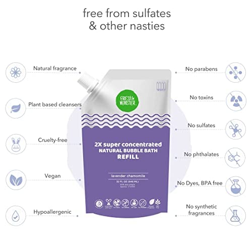 Fresh Monster refill pouch showing savings and reduced waste.