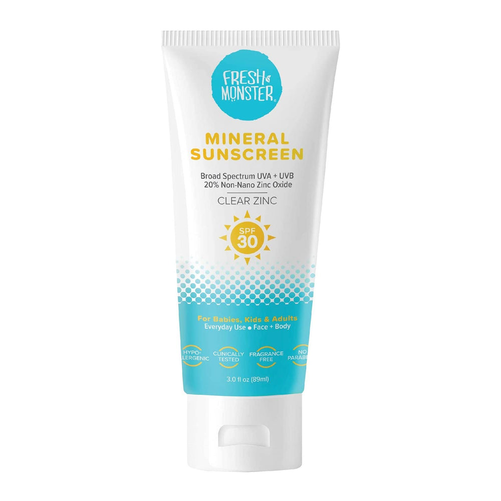 Fresh Monster Daily Kids Sunscreen clear zinc oxide guards skin with near-invisible finish.