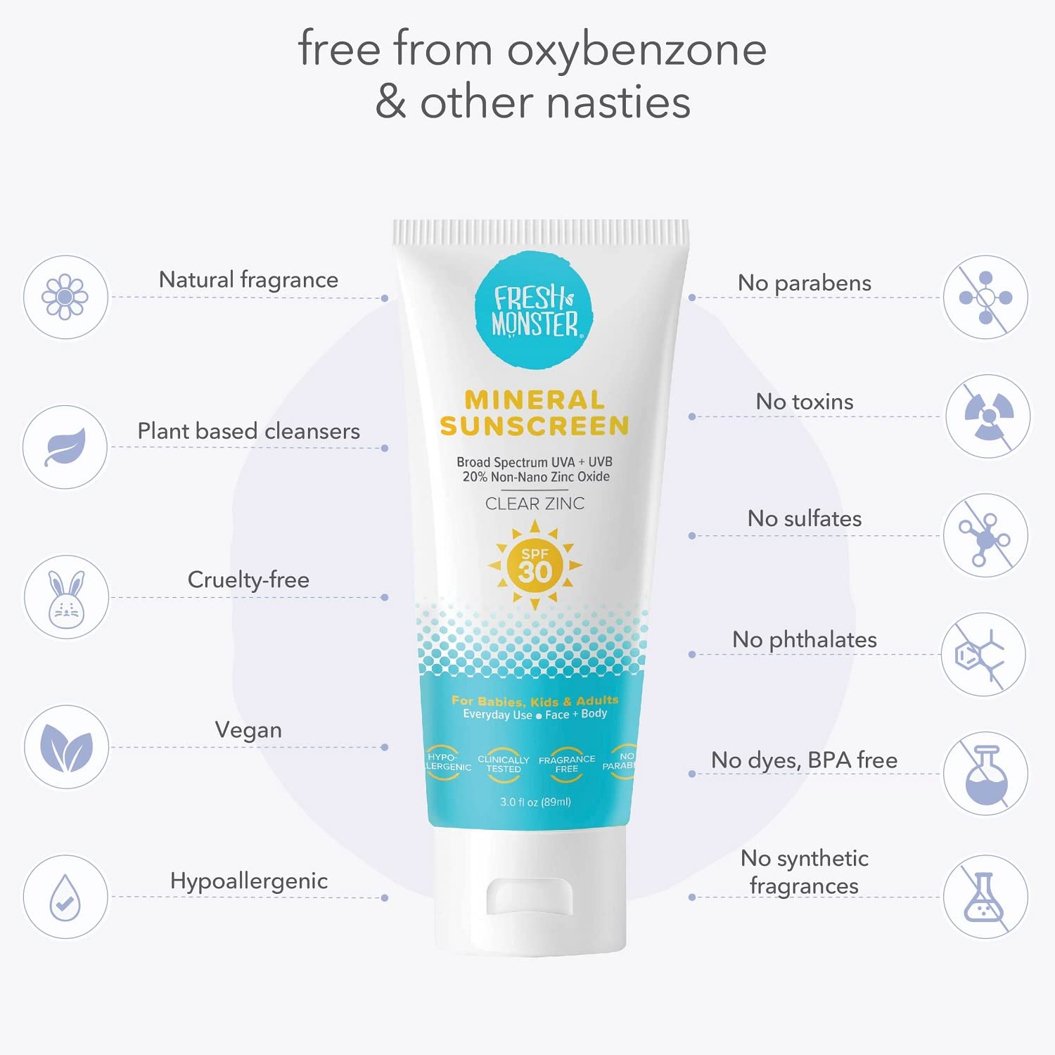 Fresh Monster Daily Kids Sunscreen reef-safe protection with gentle, kid-friendly ingredients.