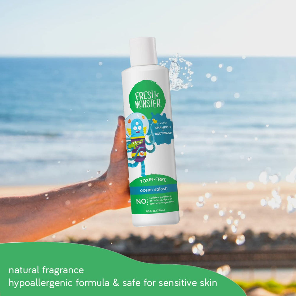 Fresh Monster Ocean Splash bottle close-up highlights refreshing fragrance