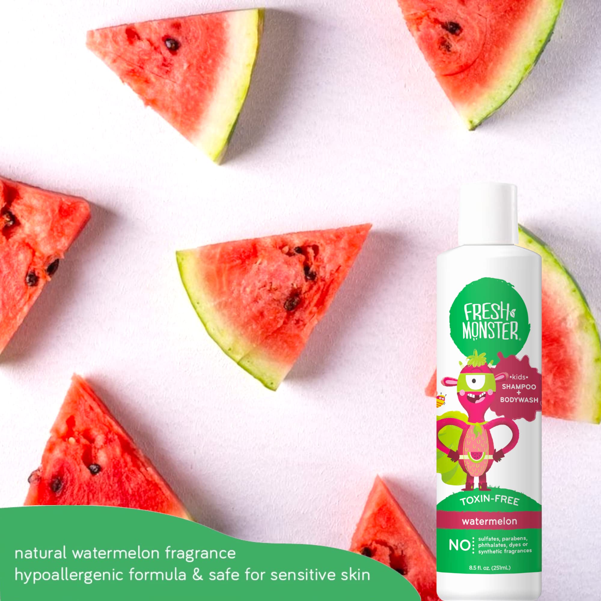 Travel-ready Watermelon 8.5 oz bottle for simple, on-the-go baths.