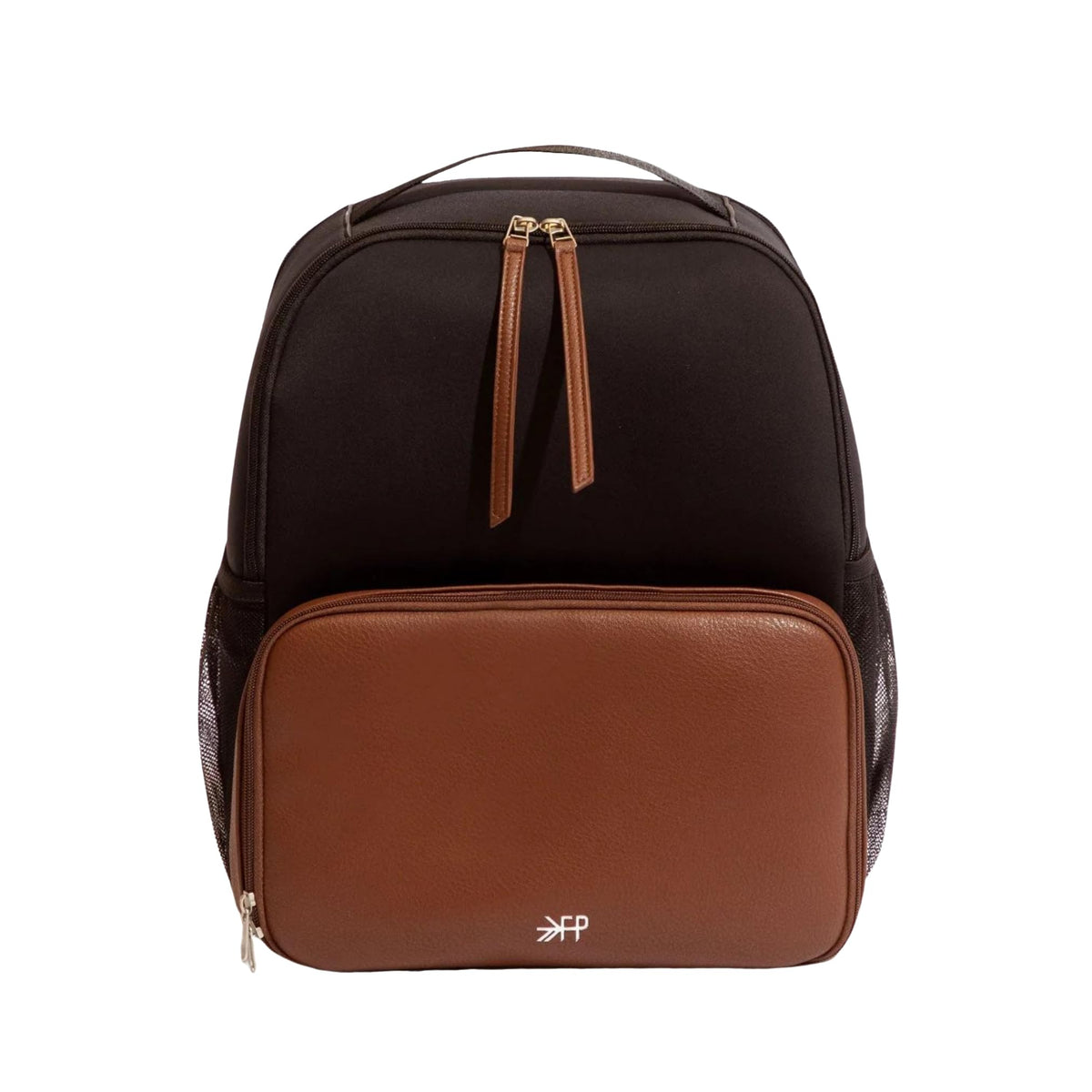 Freshly Picked breast pump backpack front compartment keeps pump organized for on-the-go use.