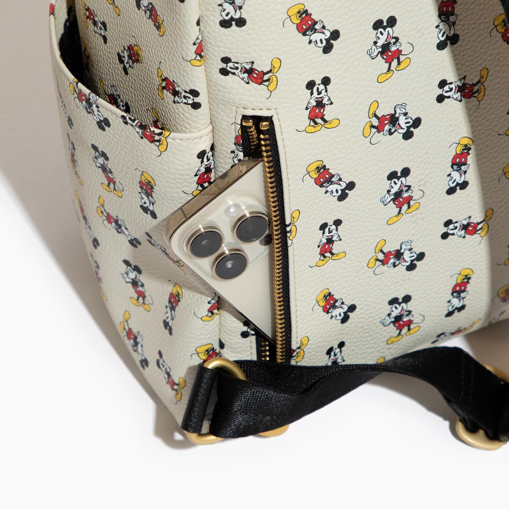 Freshly Picked Mickey Retro changing mat pocket for easy mid-visit changes.