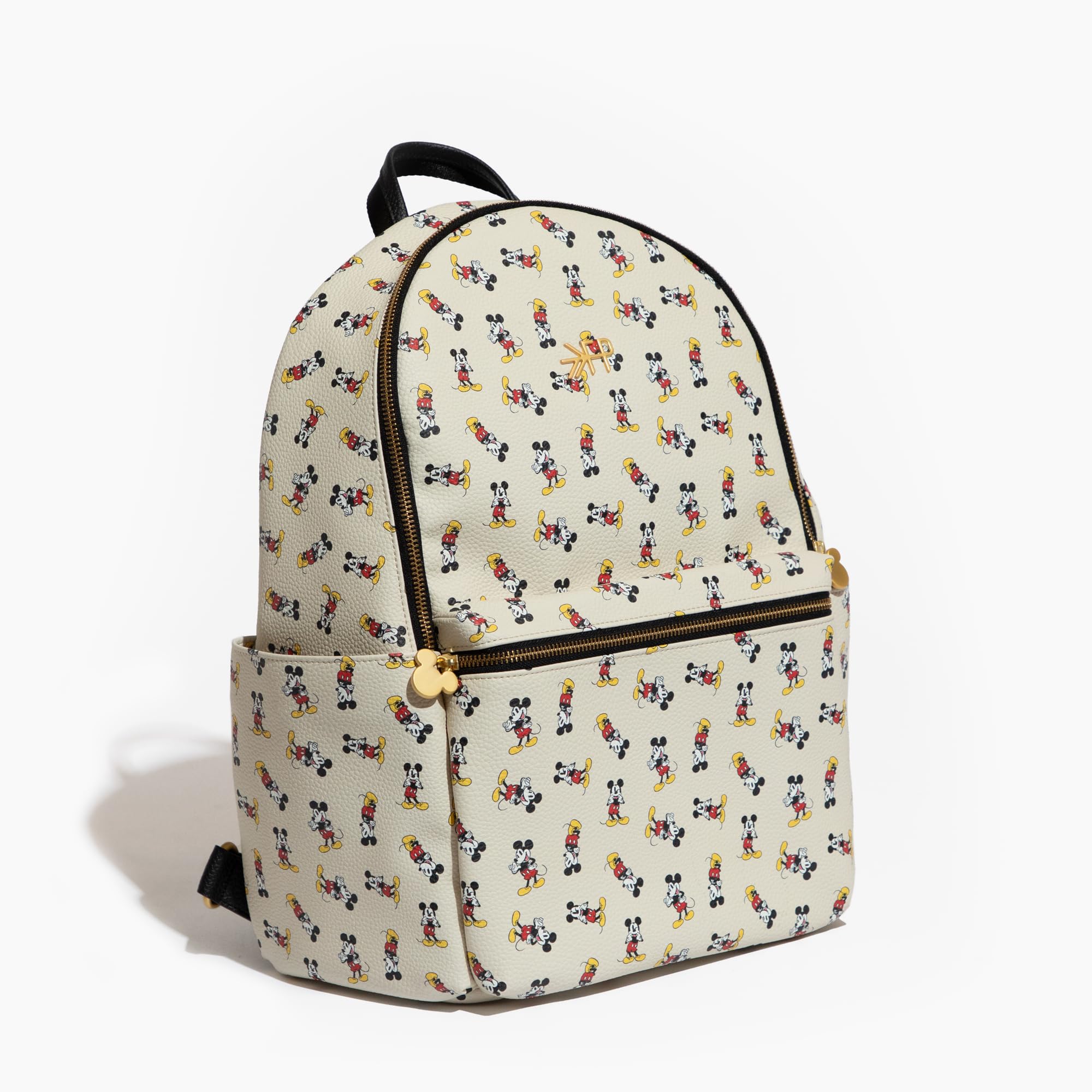 Freshly Picked Mickey Retro backpack side view showing spacious side pockets for quick access.