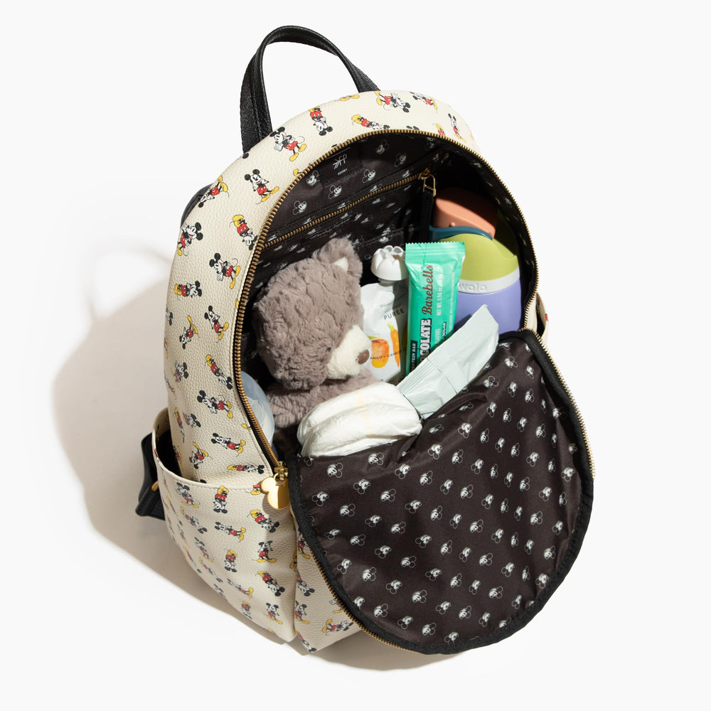 Freshly Picked Mickey Retro zipper detail accenting secure closures.
