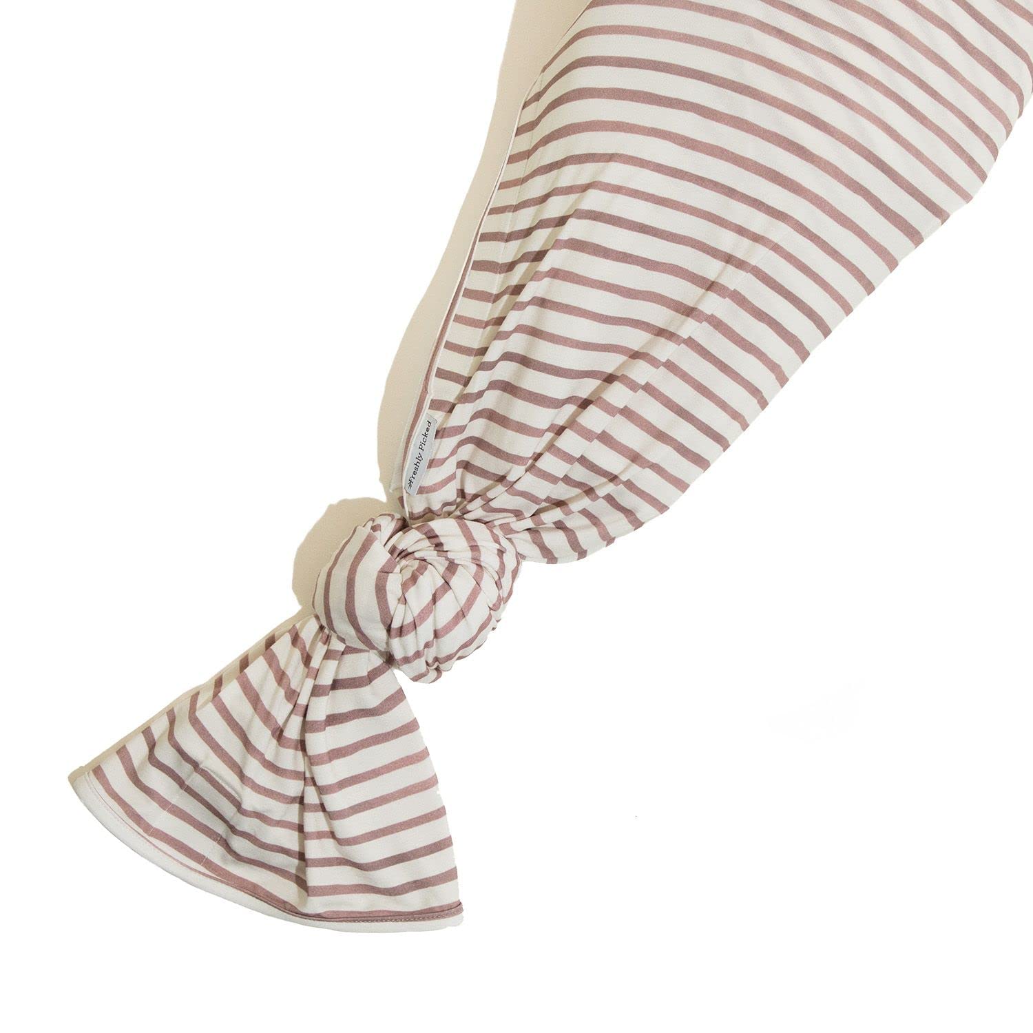 Freshly Picked swaddle blanket, rose stripes, with soft, stretchy fabric.