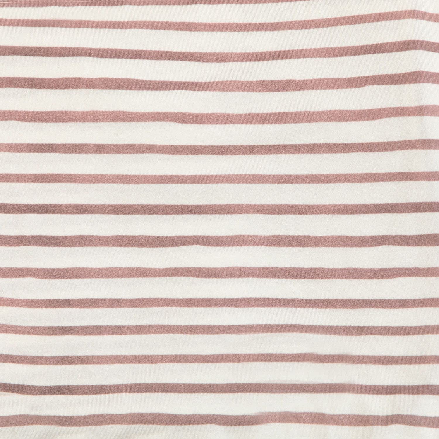 Freshly Picked swaddle blanket rose stripes flat lay highlighting design.