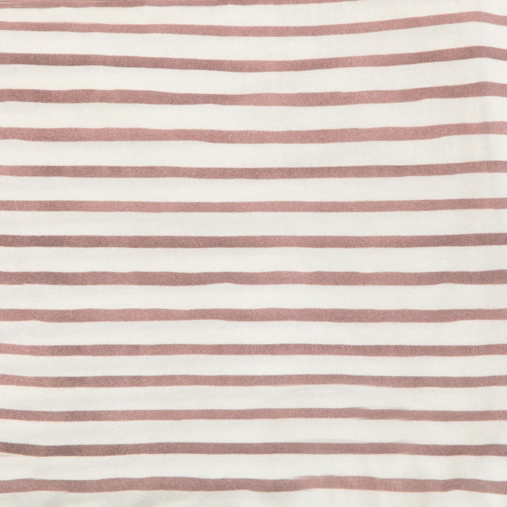 Freshly Picked swaddle blanket rose stripes flat lay highlighting design.