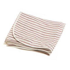 Freshly Picked swaddle blanket rose stripes on baby for snug sleep.