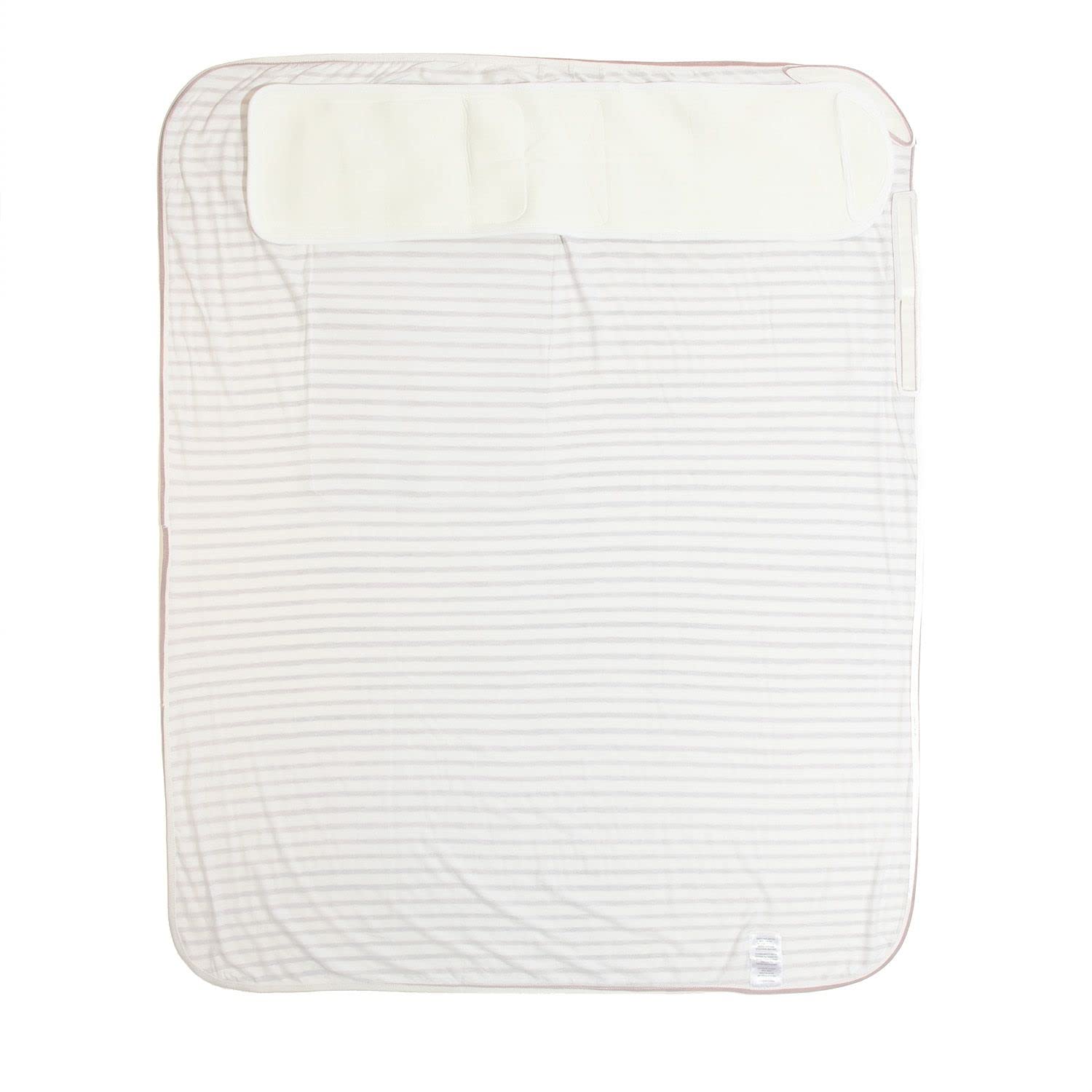 Freshly Picked swaddle blanket rose stripes stretch band detail for snug fit.