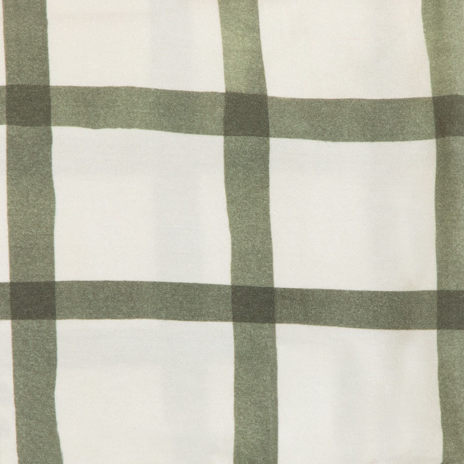 Freshly Picked swaddle blanket Sage Windowpane folded close-up highlights fabric edge