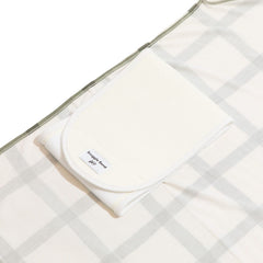 Freshly Picked swaddle blanket Sage Windowpane snuggle band detail reveals fabric blend