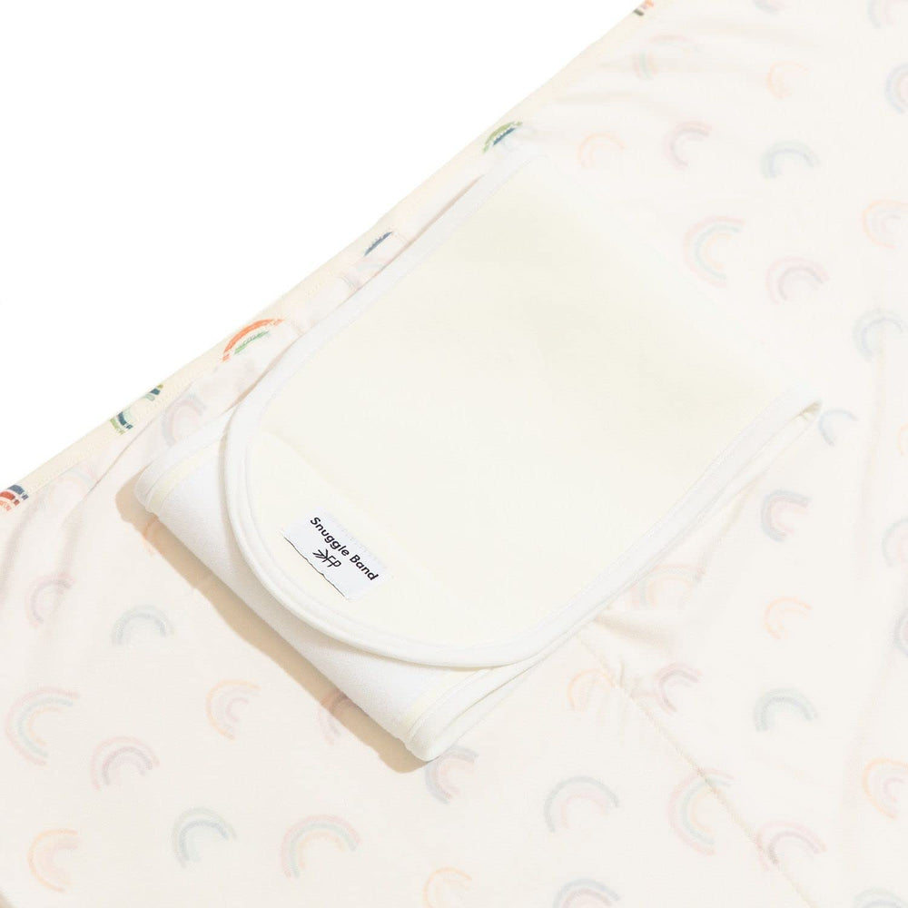 Freshly Picked swaddle blanket snuggle band close, secure arm-to-bicep pressure without hip pressure
