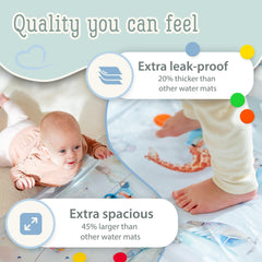 Freudeskind Premium Water Play Mat XXL squeaky-element provides playful tummy time stimulation