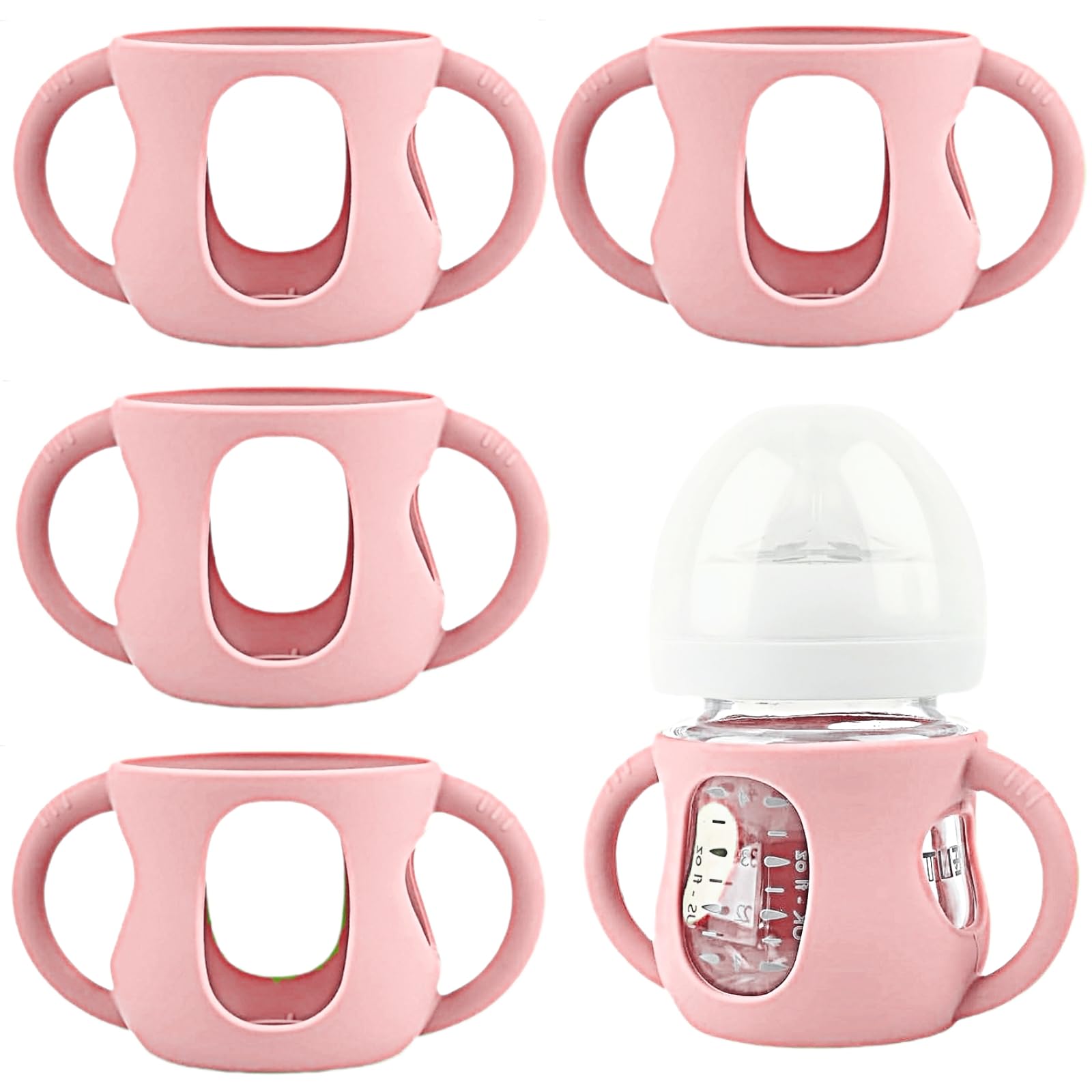 Frezonika Avent pink silicone sleeve on 4 oz bottle for protection.