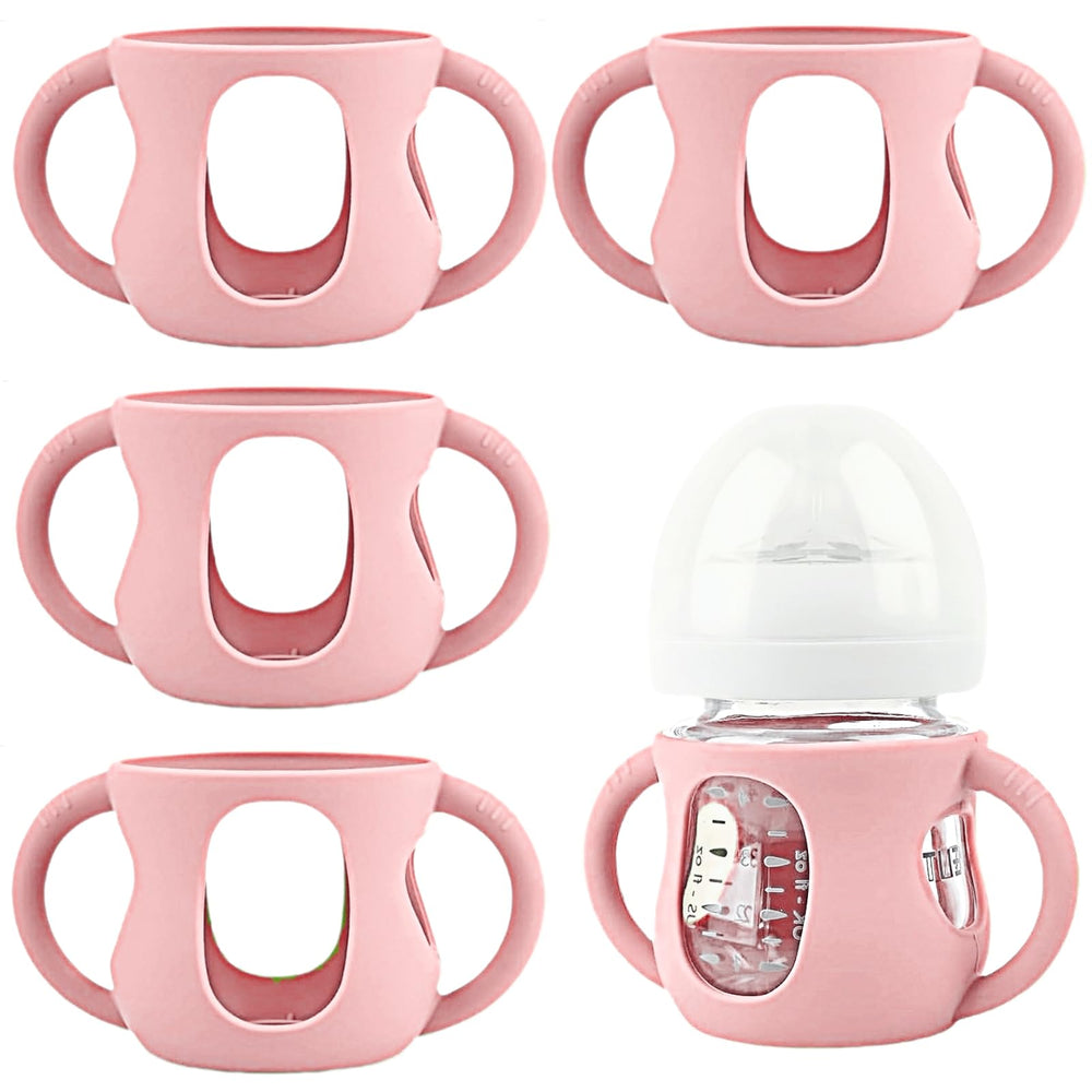 Frezonika Avent pink silicone sleeve on 4 oz bottle for protection.