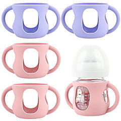 Frezonika Avent silicone sleeve on pink 4oz bottle for better grip and drop protection.