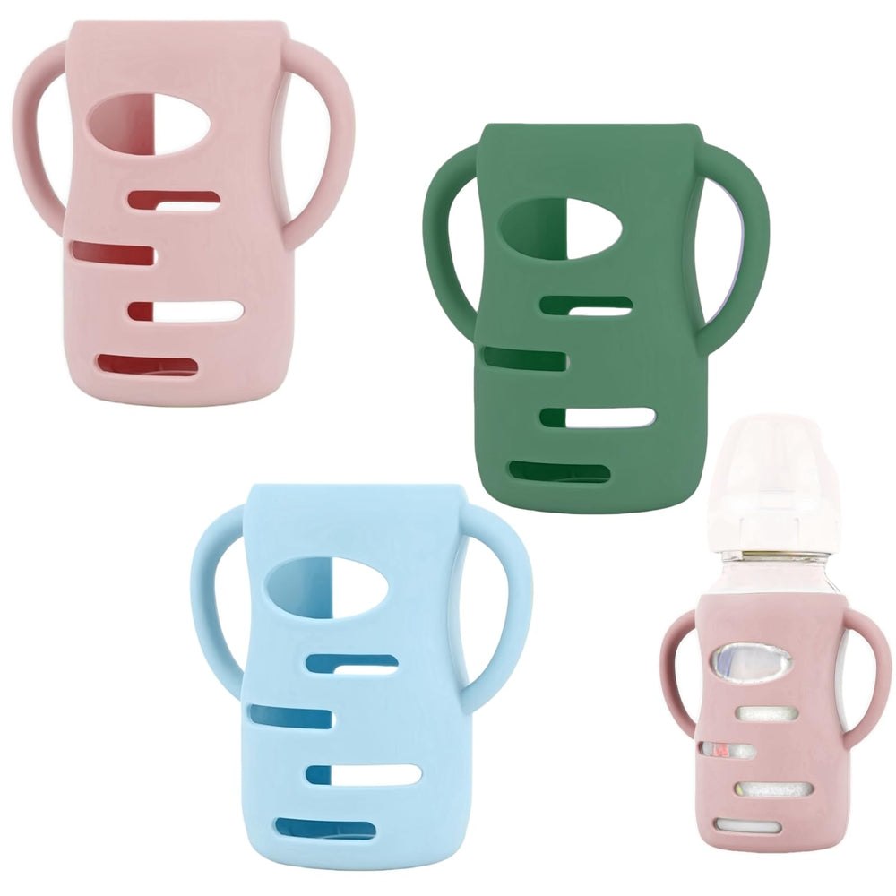 Frezonika pink sleeve on a 9oz Dr Brown wide-neck bottle with enhanced grip